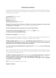 Attestation De Témoin Procès Civil – CREM